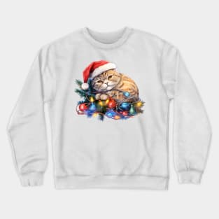 Lazy Scottish Fold Cat At Christmas Crewneck Sweatshirt